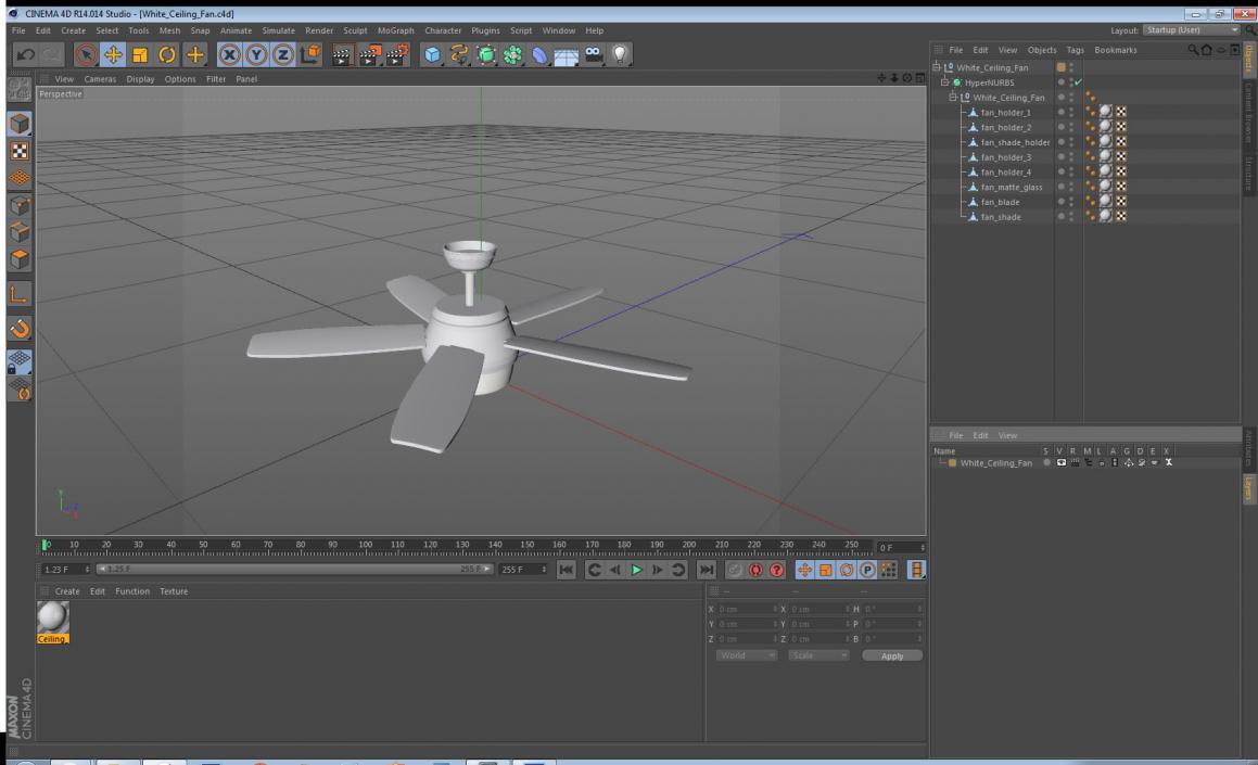 White Ceiling Fan 3D