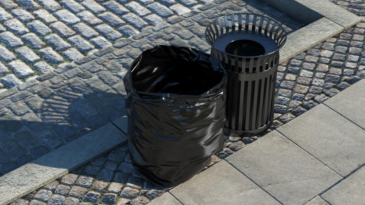 3D model Open Black Trash Bag