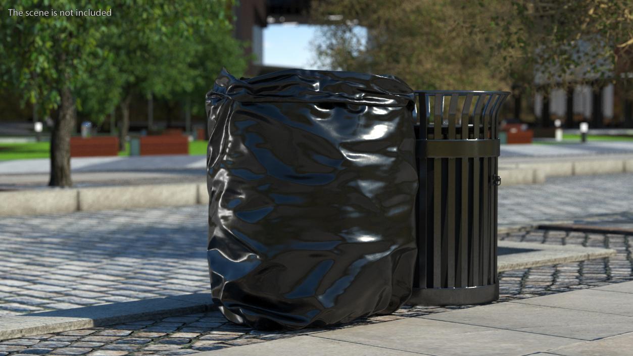 3D model Open Black Trash Bag