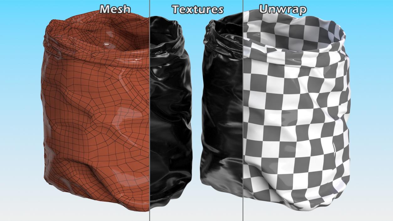 3D model Open Black Trash Bag