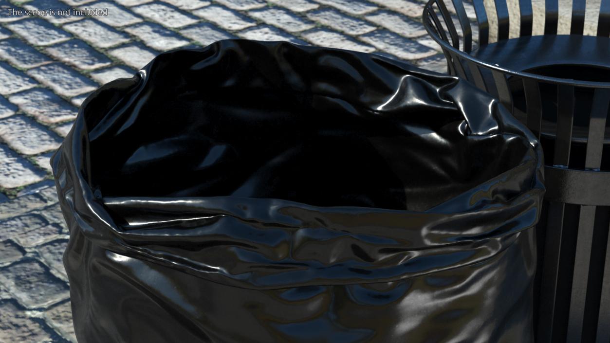 3D model Open Black Trash Bag