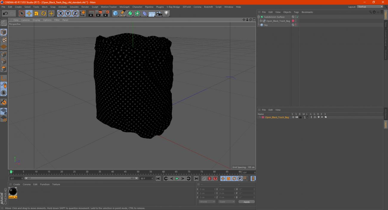 3D model Open Black Trash Bag