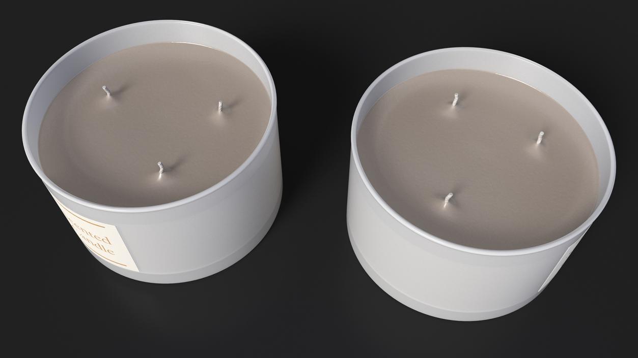 3D model Scented Candle Beige with 3 Wicks 2