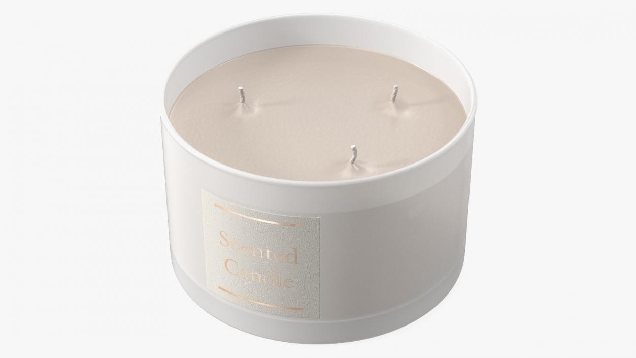 3D model Scented Candle Beige with 3 Wicks 2