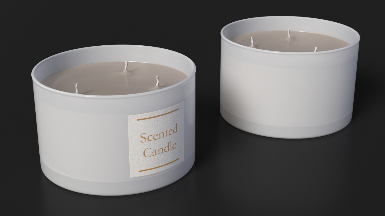 3D model Scented Candle Beige with 3 Wicks 2