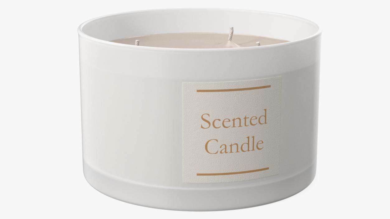 3D model Scented Candle Beige with 3 Wicks 2