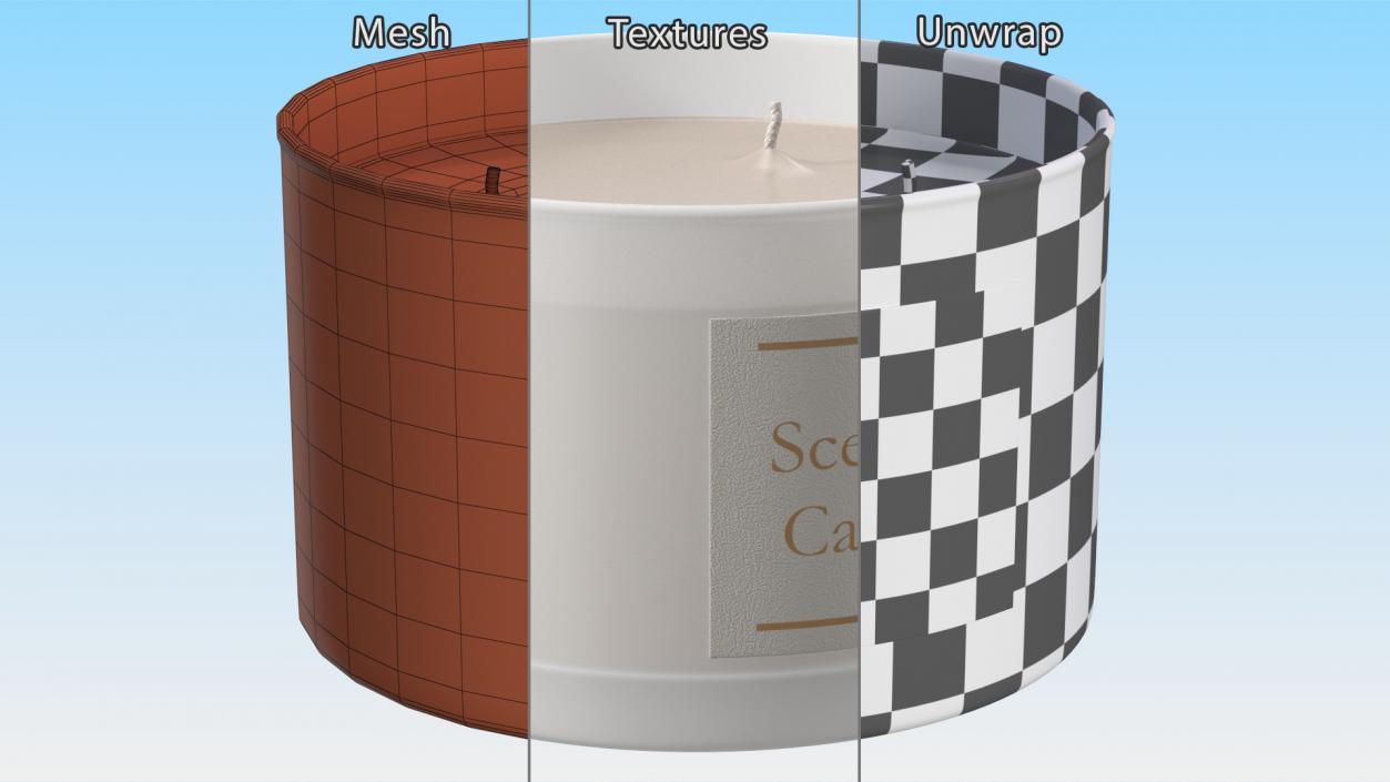 3D model Scented Candle Beige with 3 Wicks 2