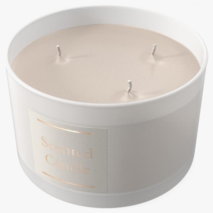 3D model Scented Candle Beige with 3 Wicks 2