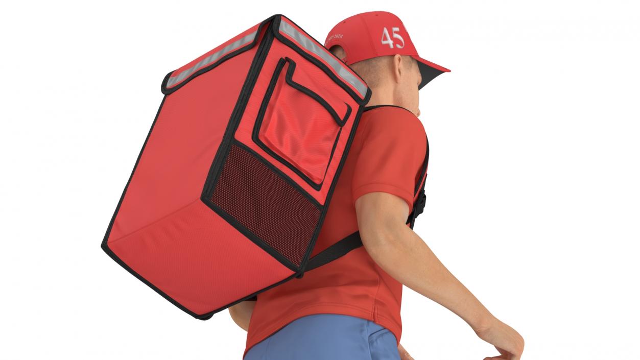 3D Delivery Man Wearing Donald Trump Cap Fur Rigged model