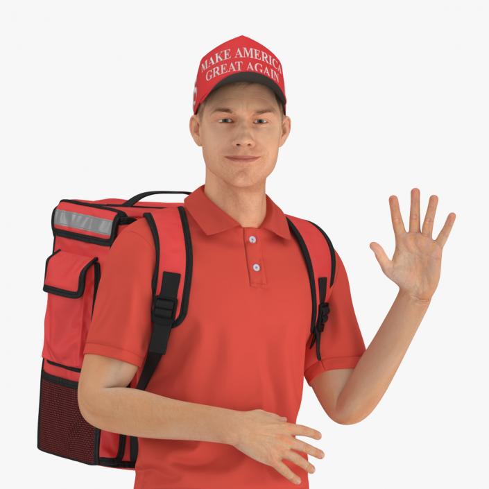 3D Delivery Man Wearing Donald Trump Cap Fur Rigged model