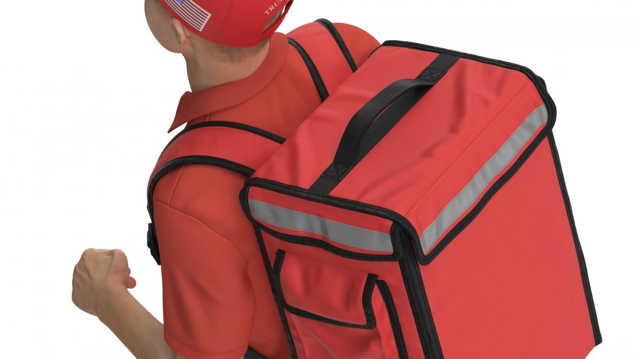 3D Delivery Man Wearing Donald Trump Cap Fur Rigged model