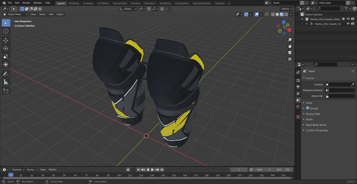 3D model Hockey Shin Guards Yellow