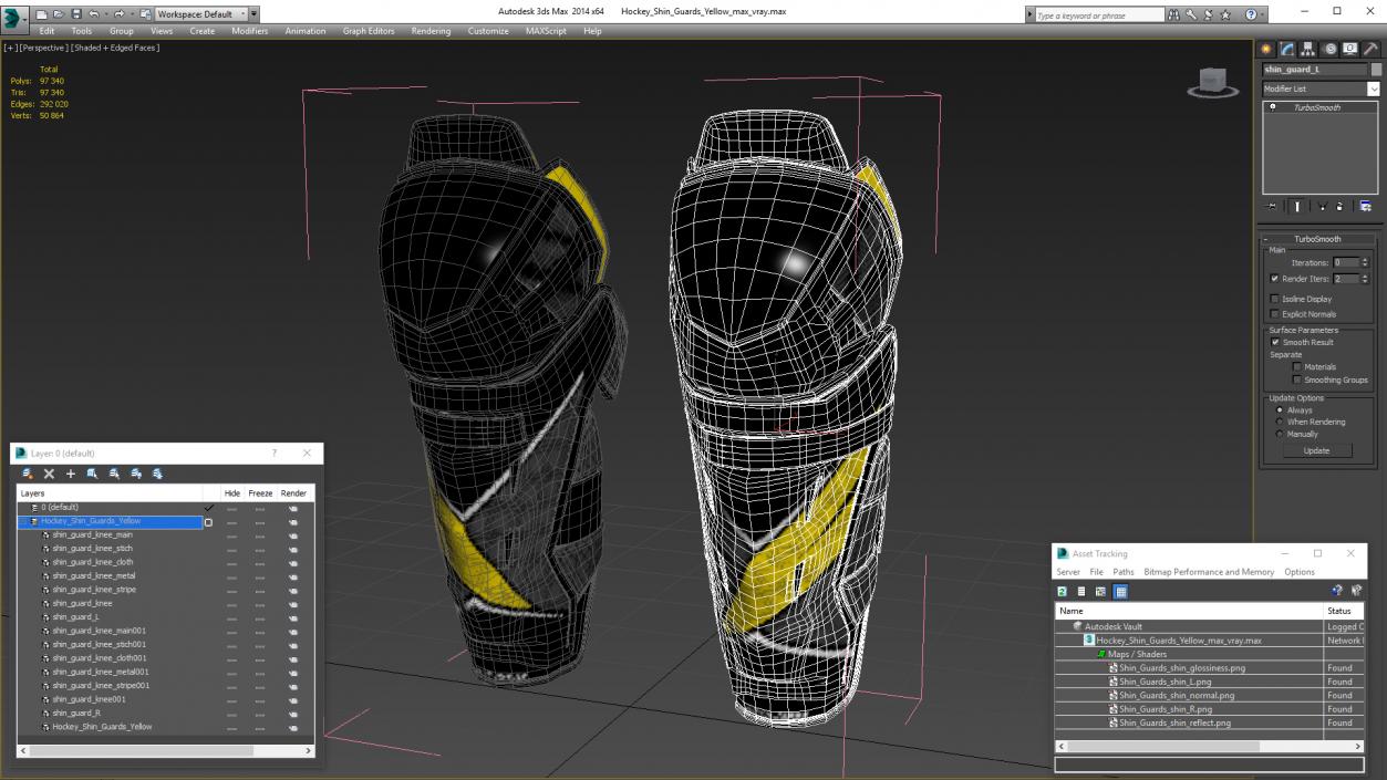 3D model Hockey Shin Guards Yellow