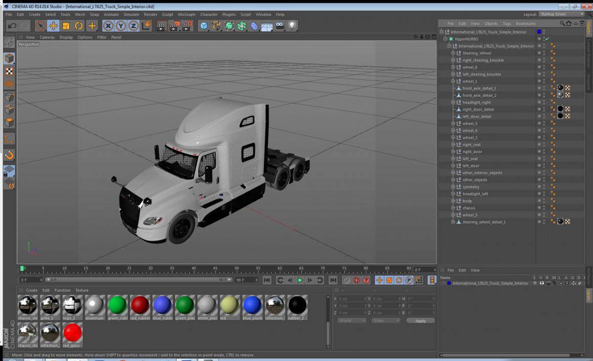 3D International LT625 Truck Simple Interior