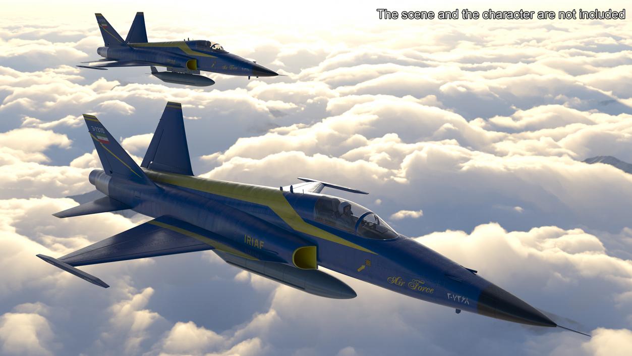 HESA Saeqeh Iranian Combat Aircraft Blue Rigged 3D