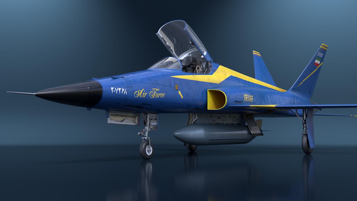 HESA Saeqeh Iranian Combat Aircraft Blue Rigged 3D