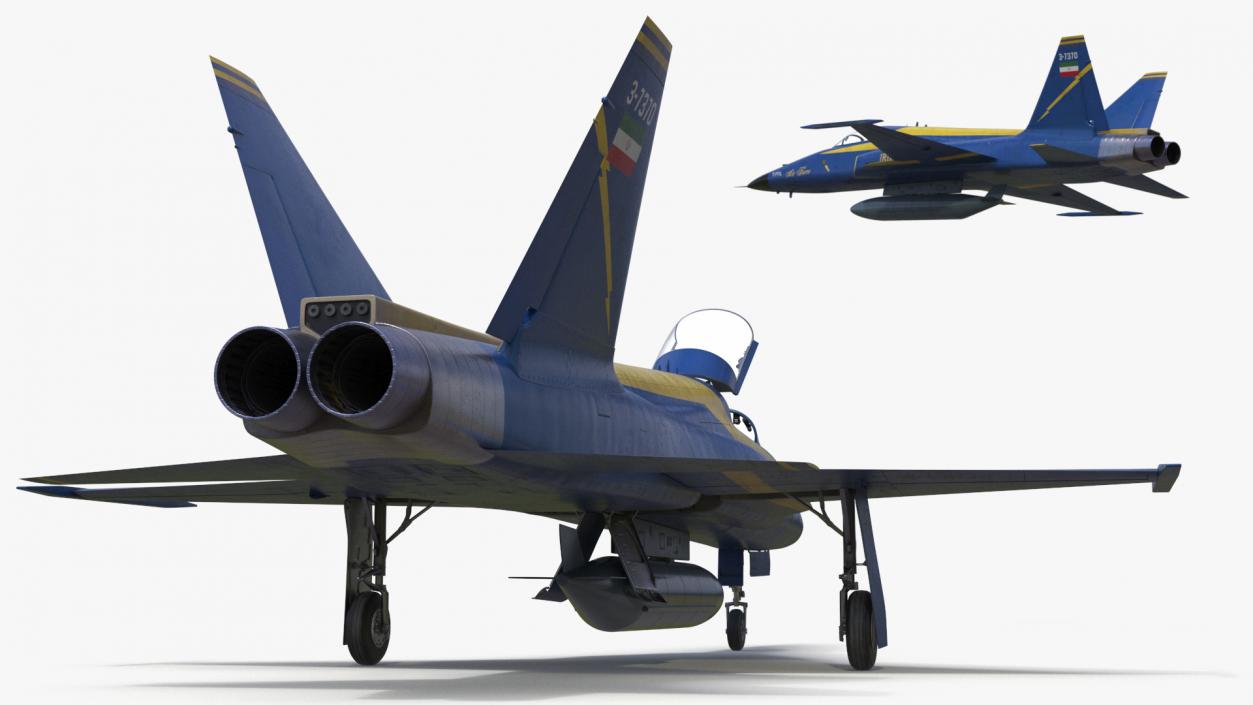 HESA Saeqeh Iranian Combat Aircraft Blue Rigged 3D