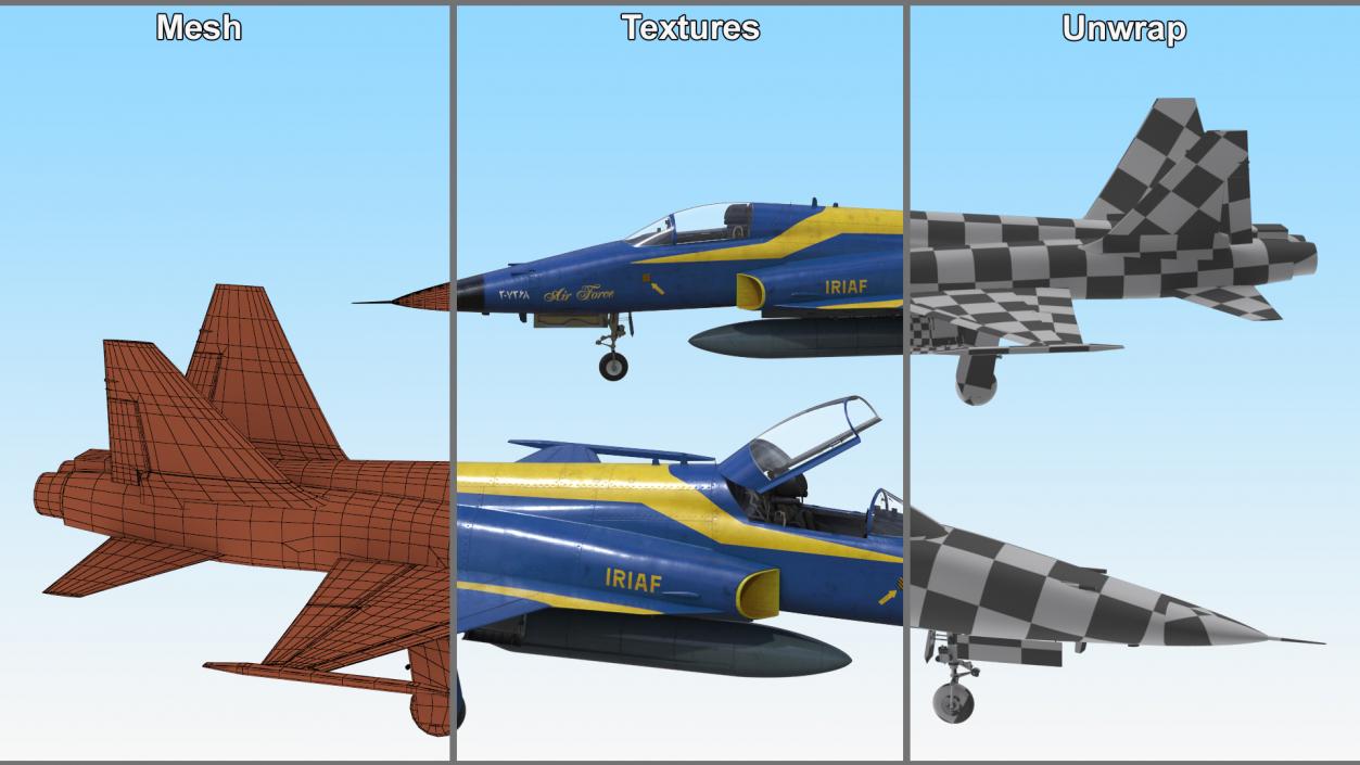 HESA Saeqeh Iranian Combat Aircraft Blue Rigged 3D