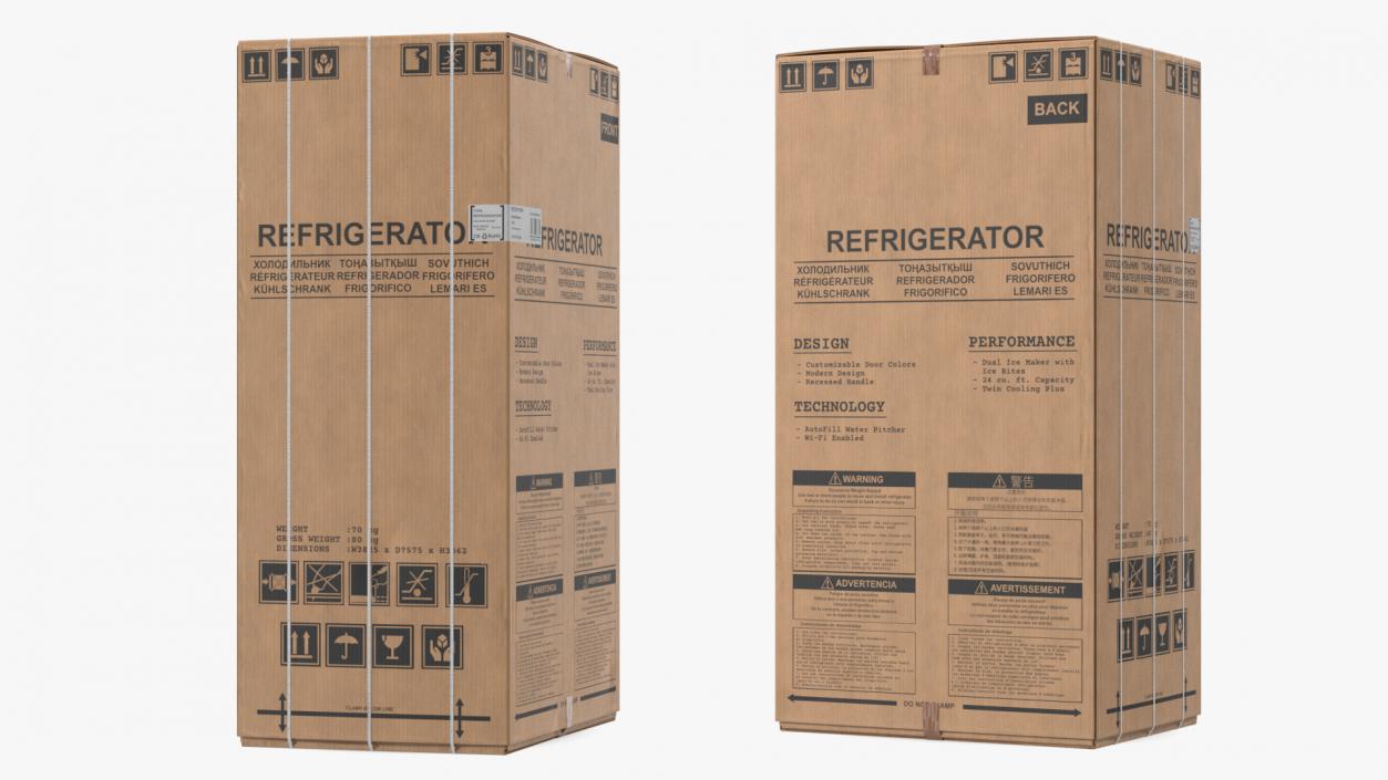 3D model Carton Refrigerator Package Box Old