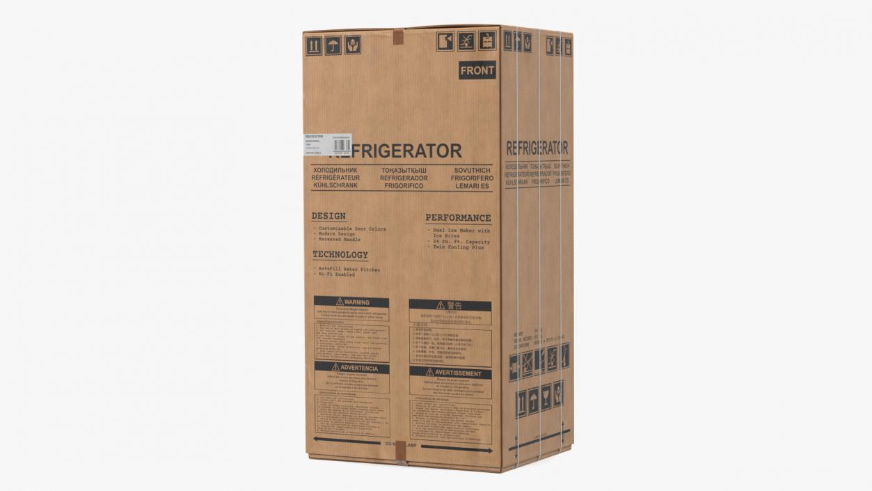 3D model Carton Refrigerator Package Box Old