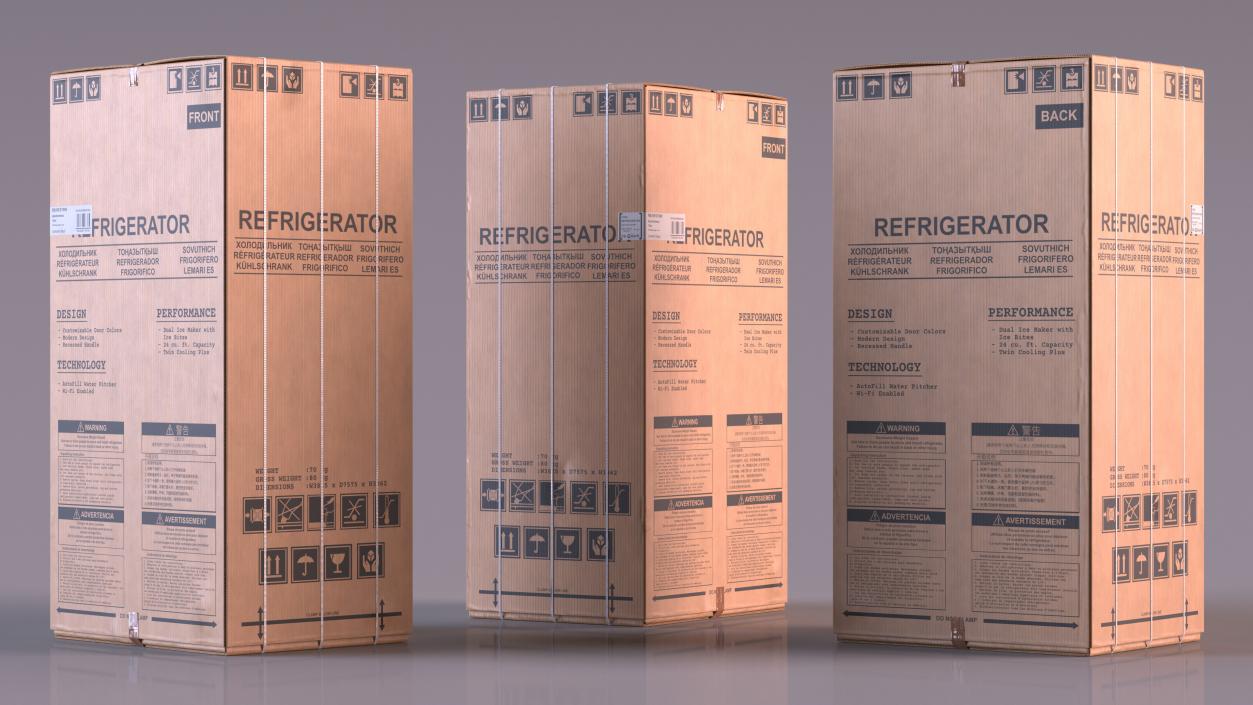 3D model Carton Refrigerator Package Box Old