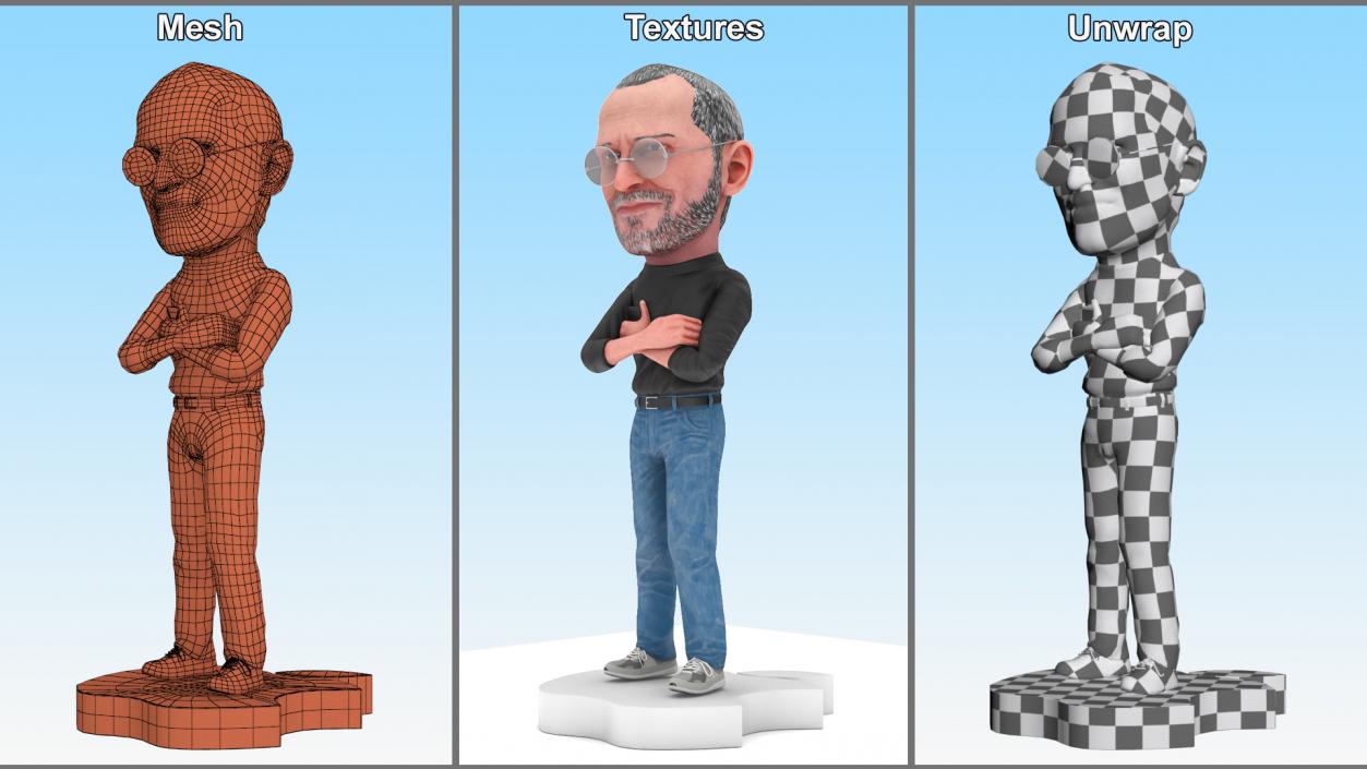 Steve Jobs Doll Standing Pose for 3D Print 2 3D model