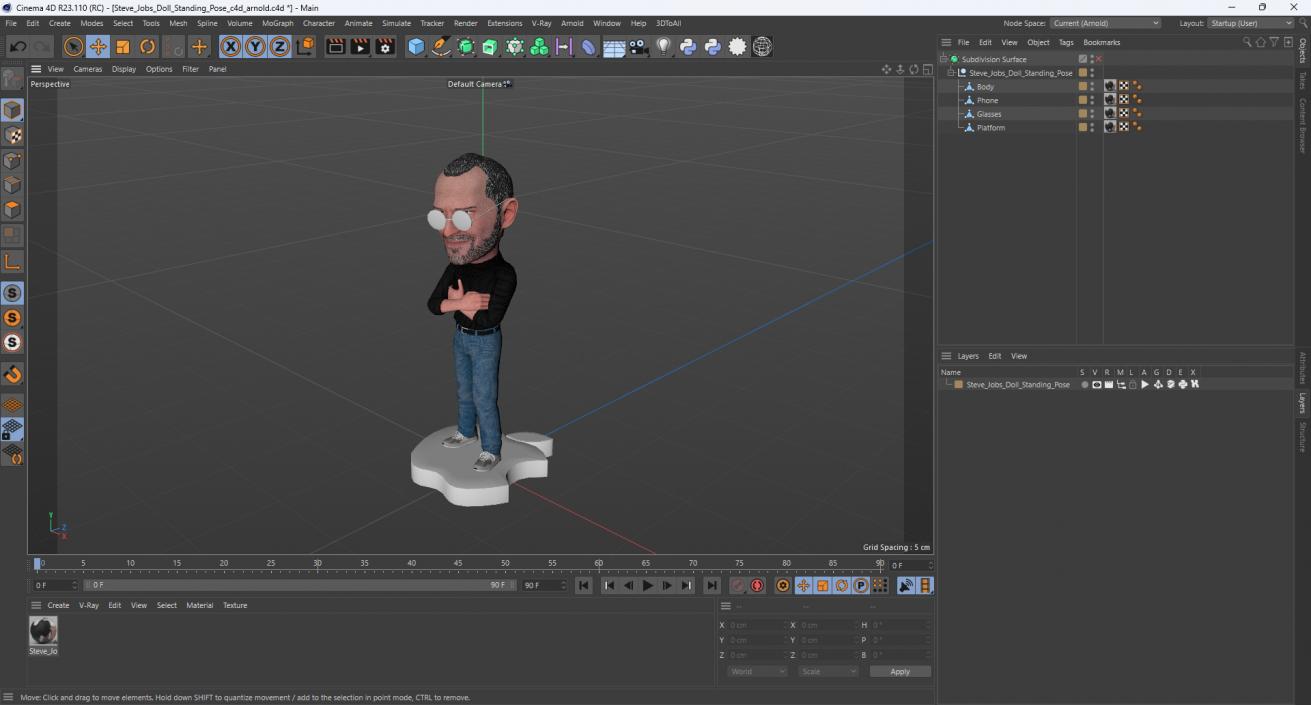 Steve Jobs Doll Standing Pose for 3D Print 2 3D model