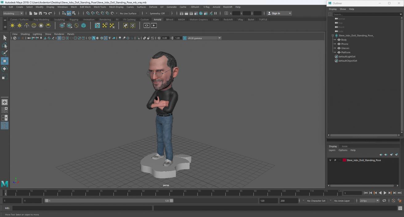 Steve Jobs Doll Standing Pose for 3D Print 2 3D model