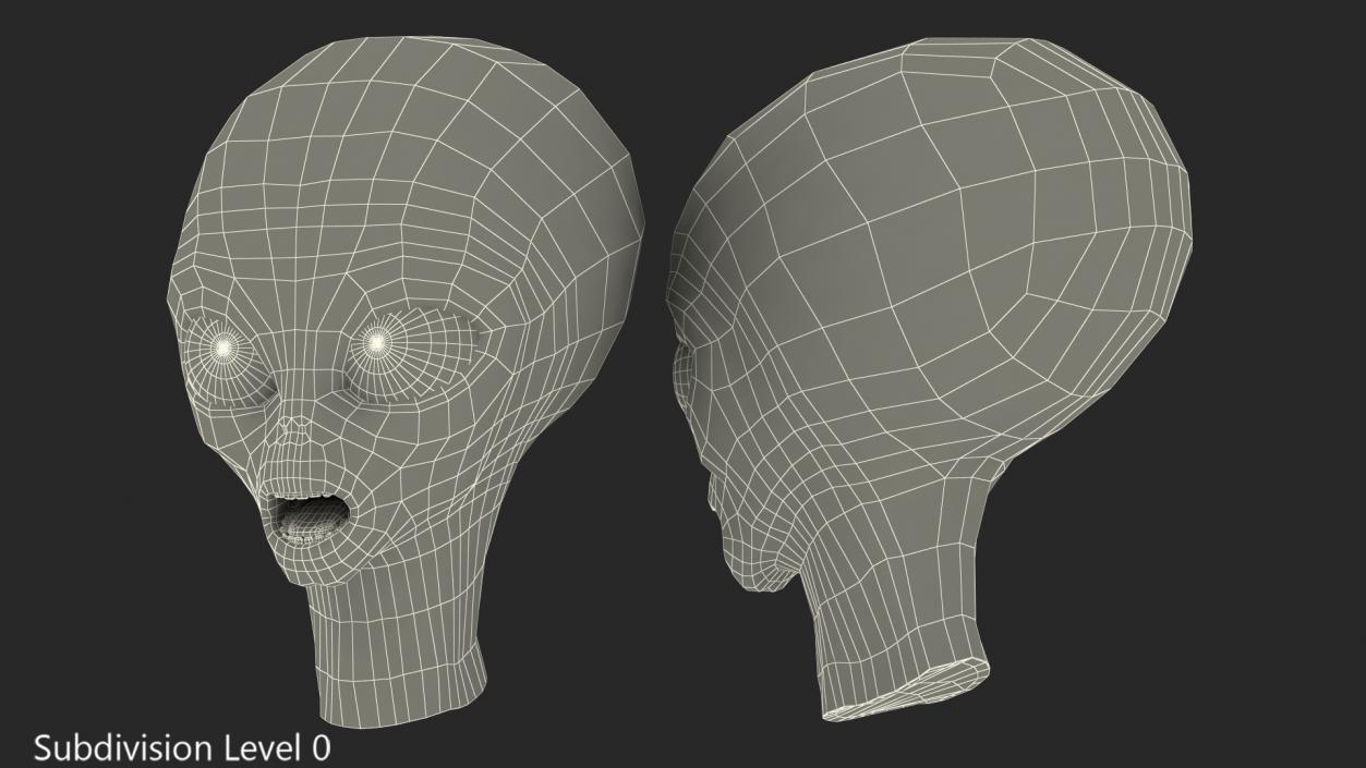 3D Cartoon Alien Head model