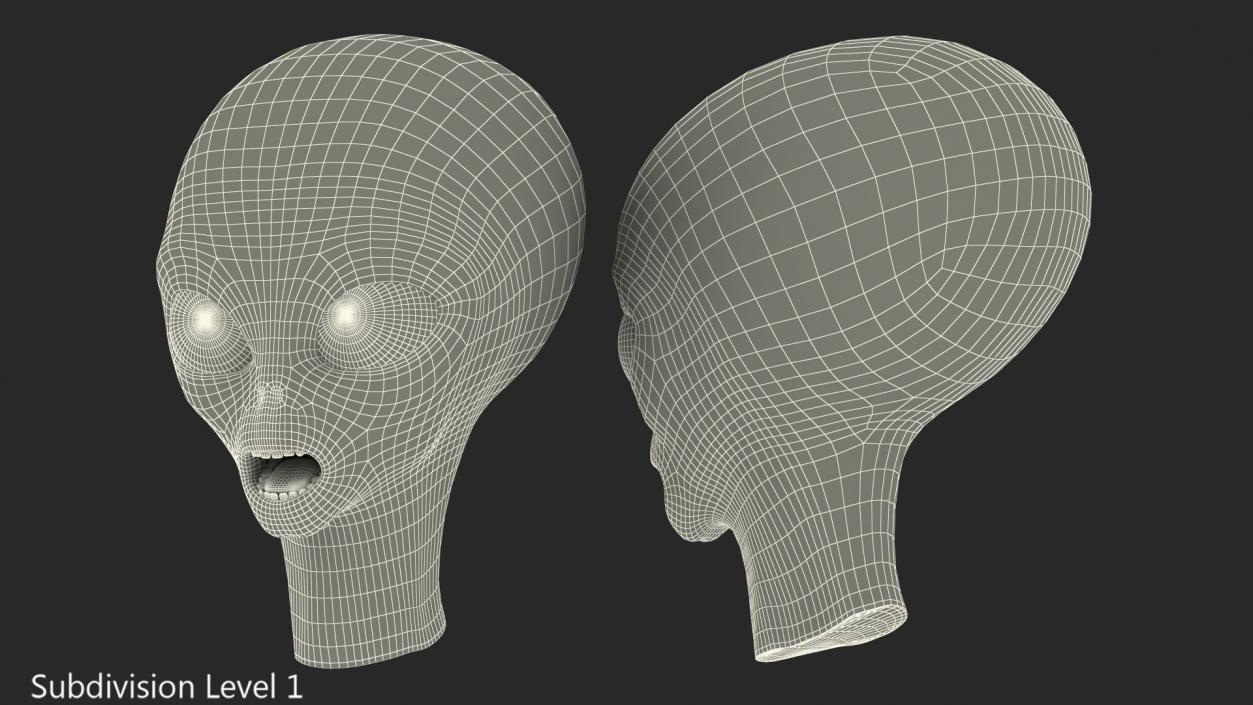 3D Cartoon Alien Head model