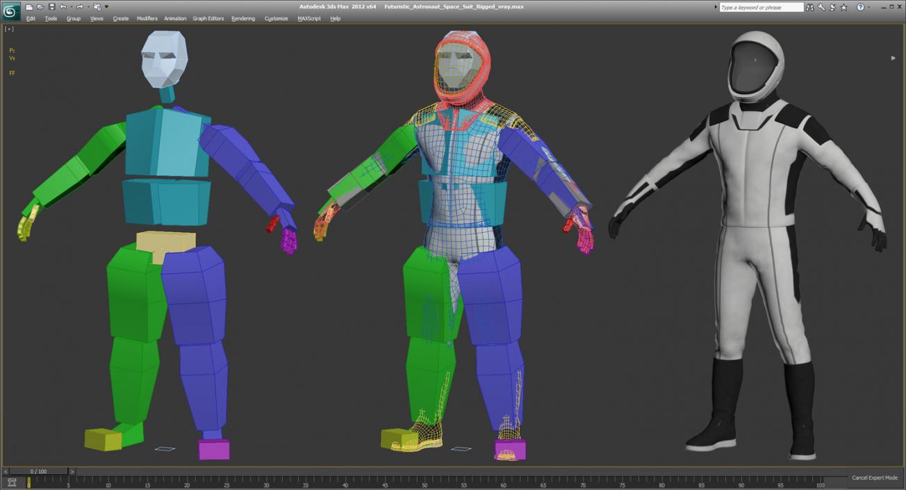 3D Futuristic Astronaut Space Suit Rigged model