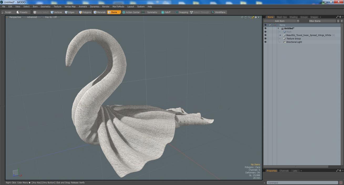 Beautiful Towel Swan Spread Wings White 3D model