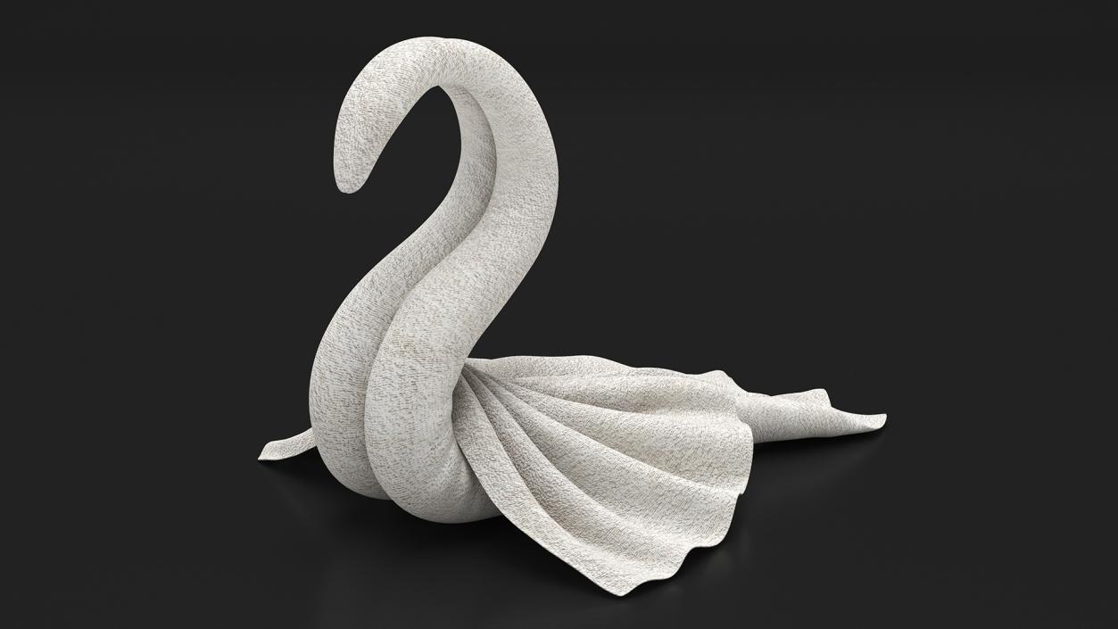 Beautiful Towel Swan Spread Wings White 3D model