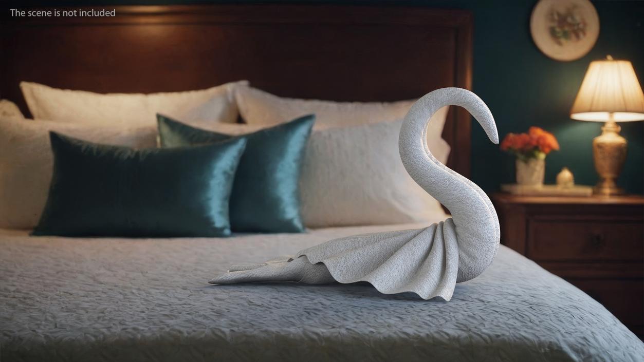 Beautiful Towel Swan Spread Wings White 3D model