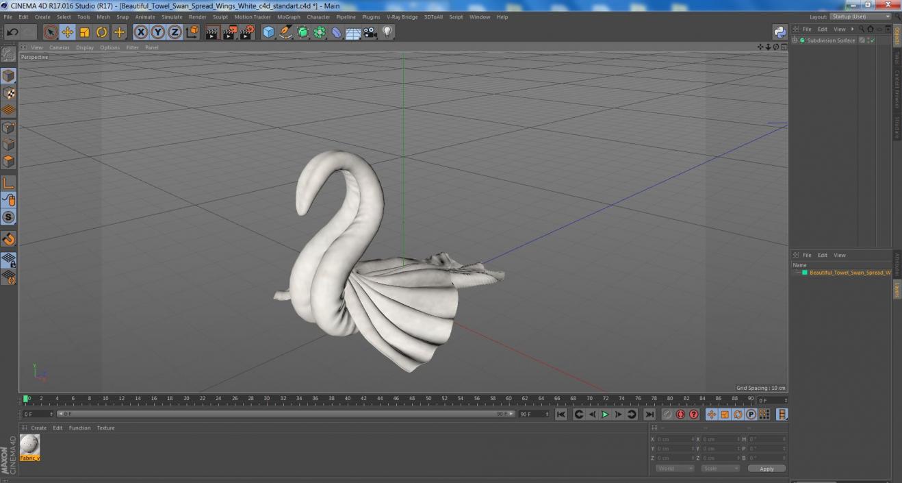 Beautiful Towel Swan Spread Wings White 3D model