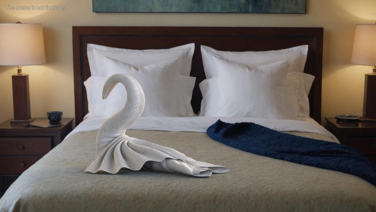 Beautiful Towel Swan Spread Wings White 3D model