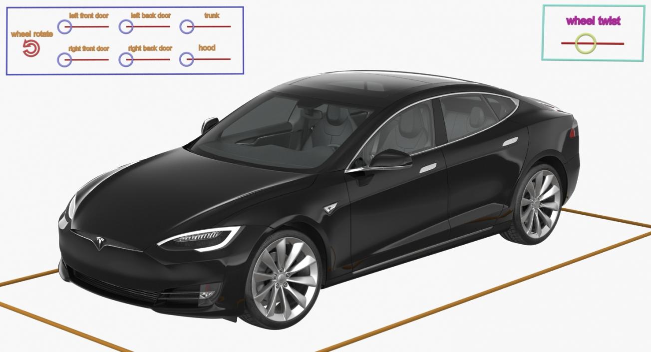 3D Tesla Model S P100D 2017 Rigged