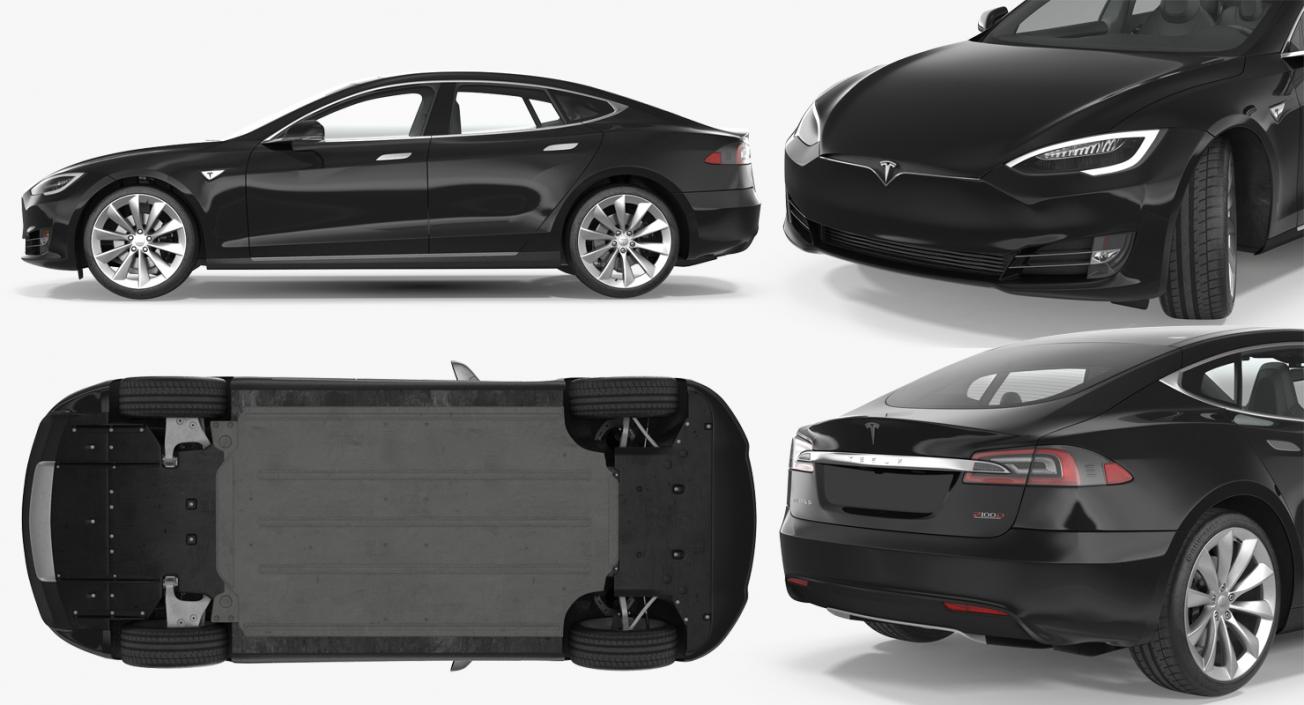 3D Tesla Model S P100D 2017 Rigged