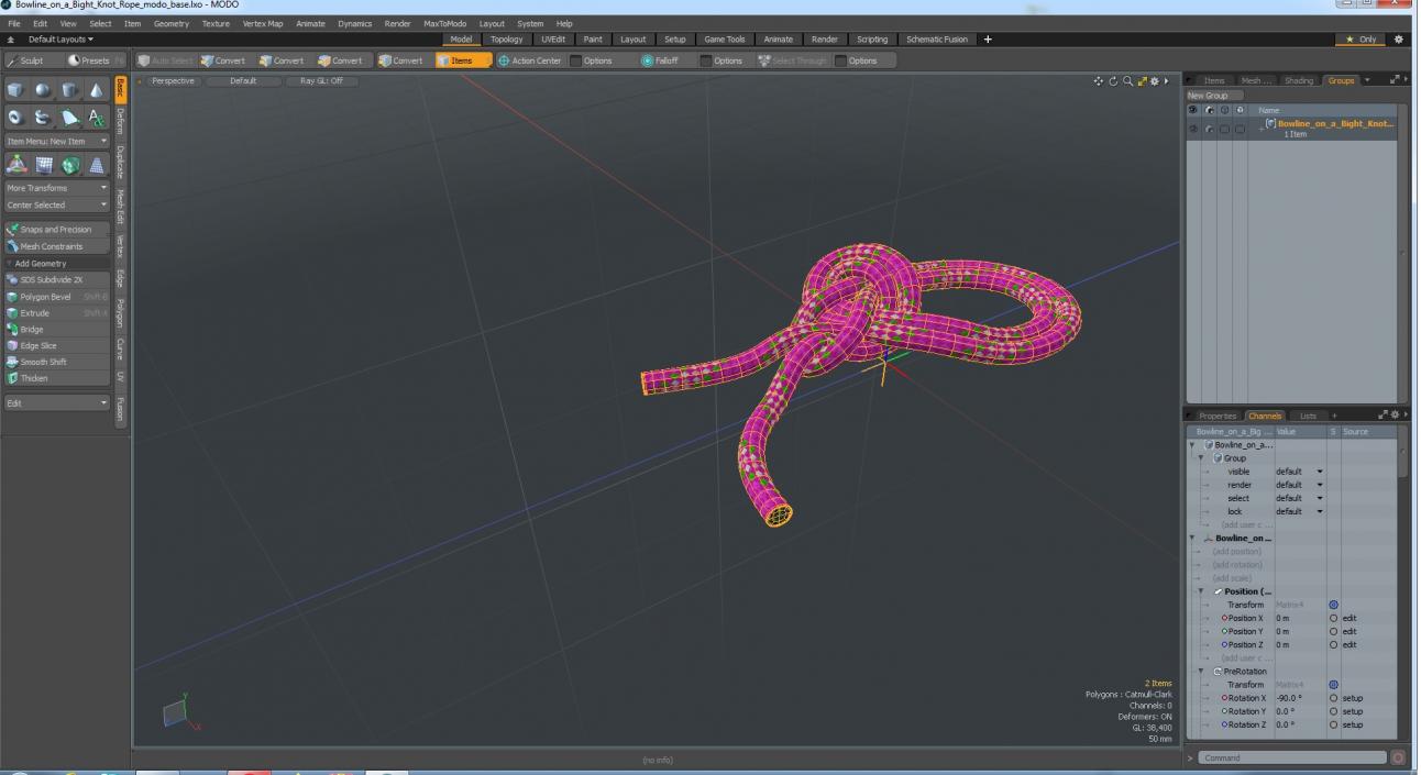 3D Bowline on a Bight Knot Rope model