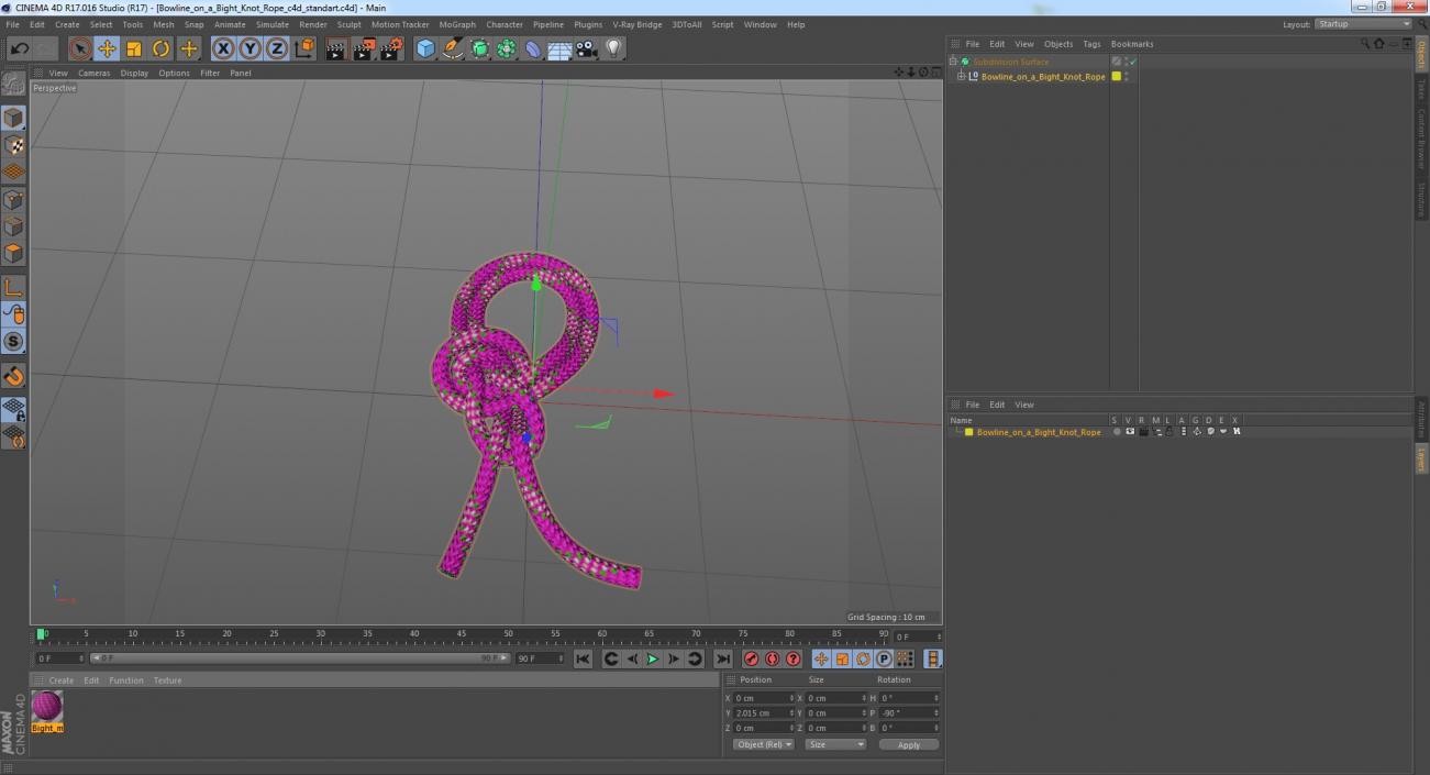 3D Bowline on a Bight Knot Rope model