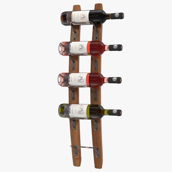 3D Wooden Mounted Vertical Rack with Wine Bottles