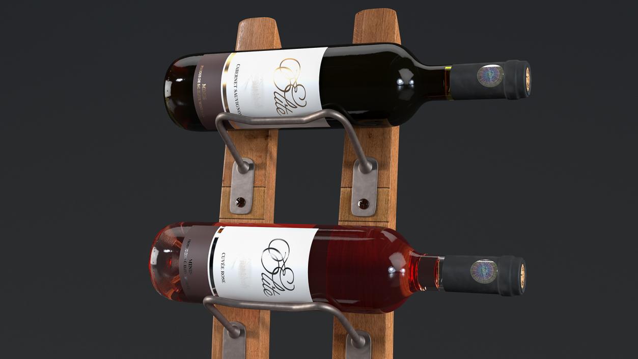 3D Wooden Mounted Vertical Rack with Wine Bottles