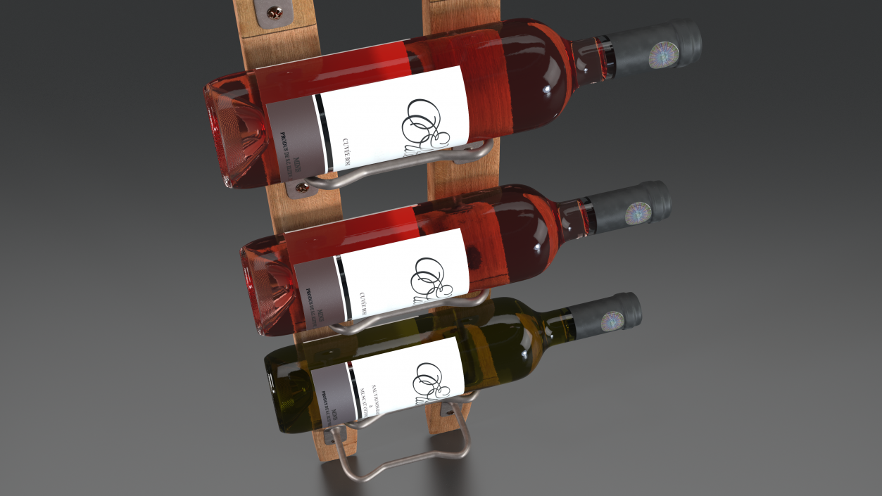 3D Wooden Mounted Vertical Rack with Wine Bottles