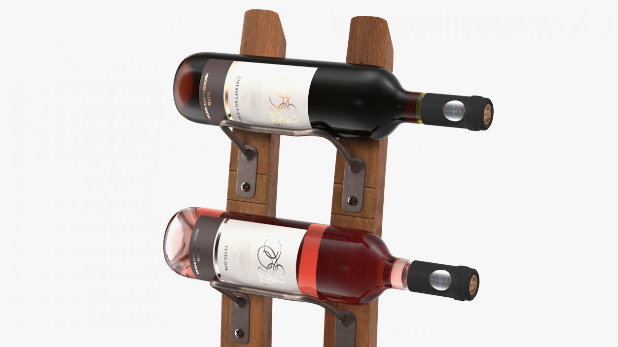 3D Wooden Mounted Vertical Rack with Wine Bottles