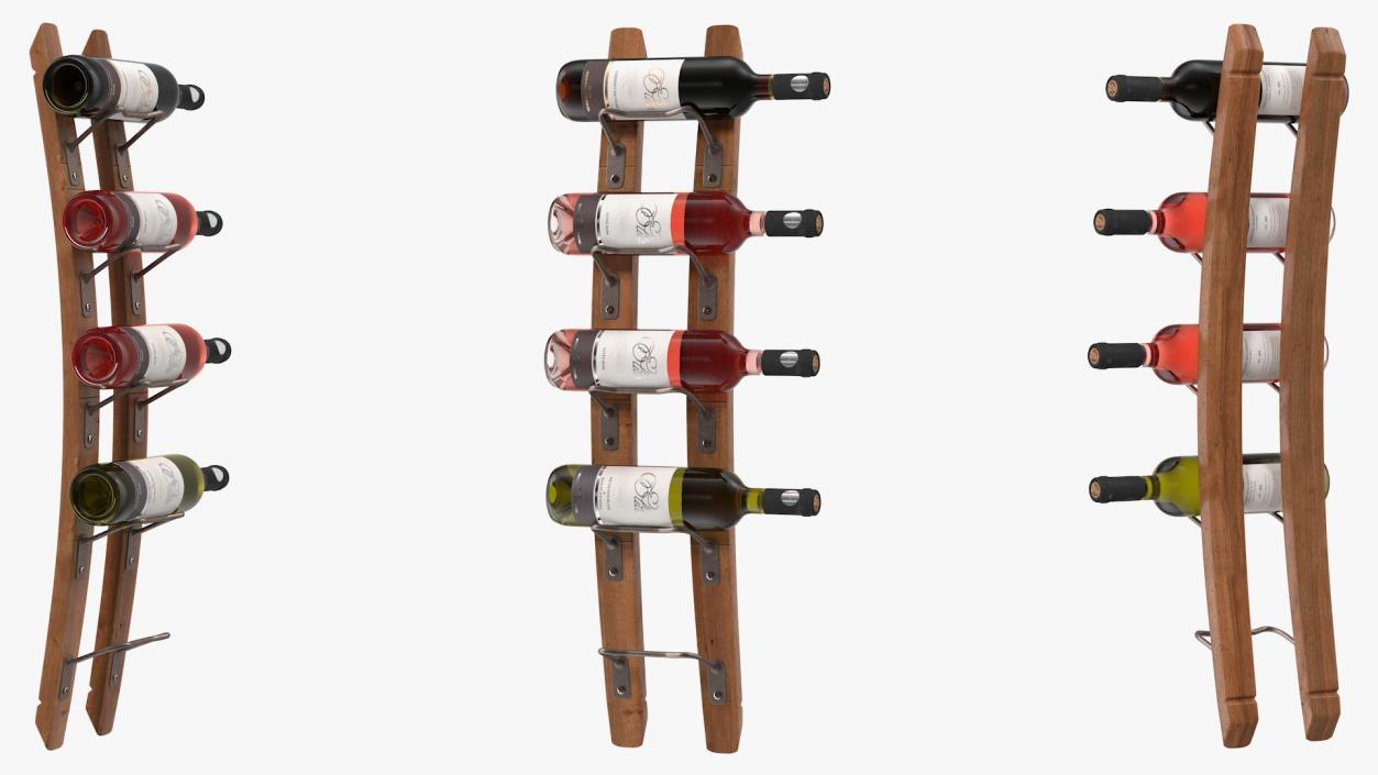 3D Wooden Mounted Vertical Rack with Wine Bottles