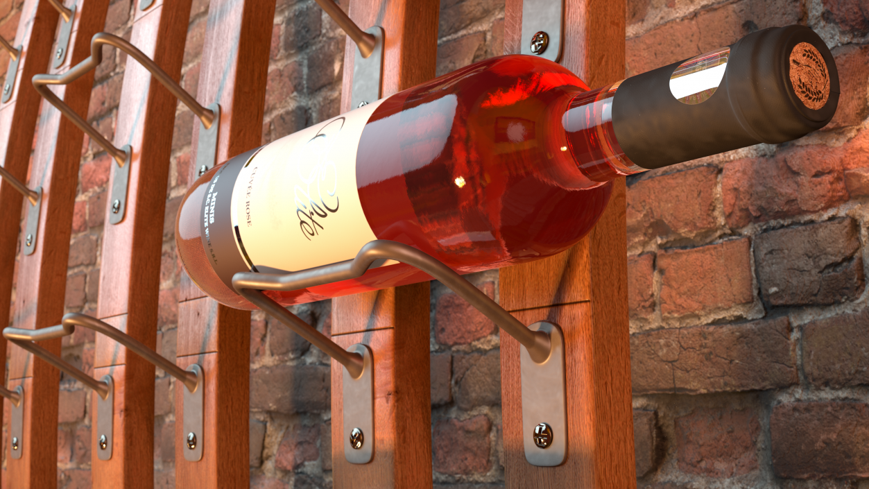 3D Wooden Mounted Vertical Rack with Wine Bottles