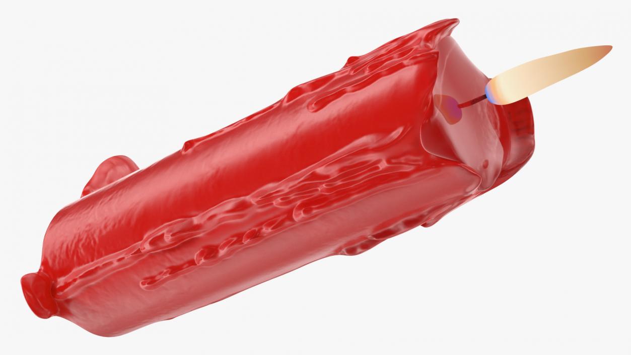 3D model Half Candle Dripping Melted Wax Red