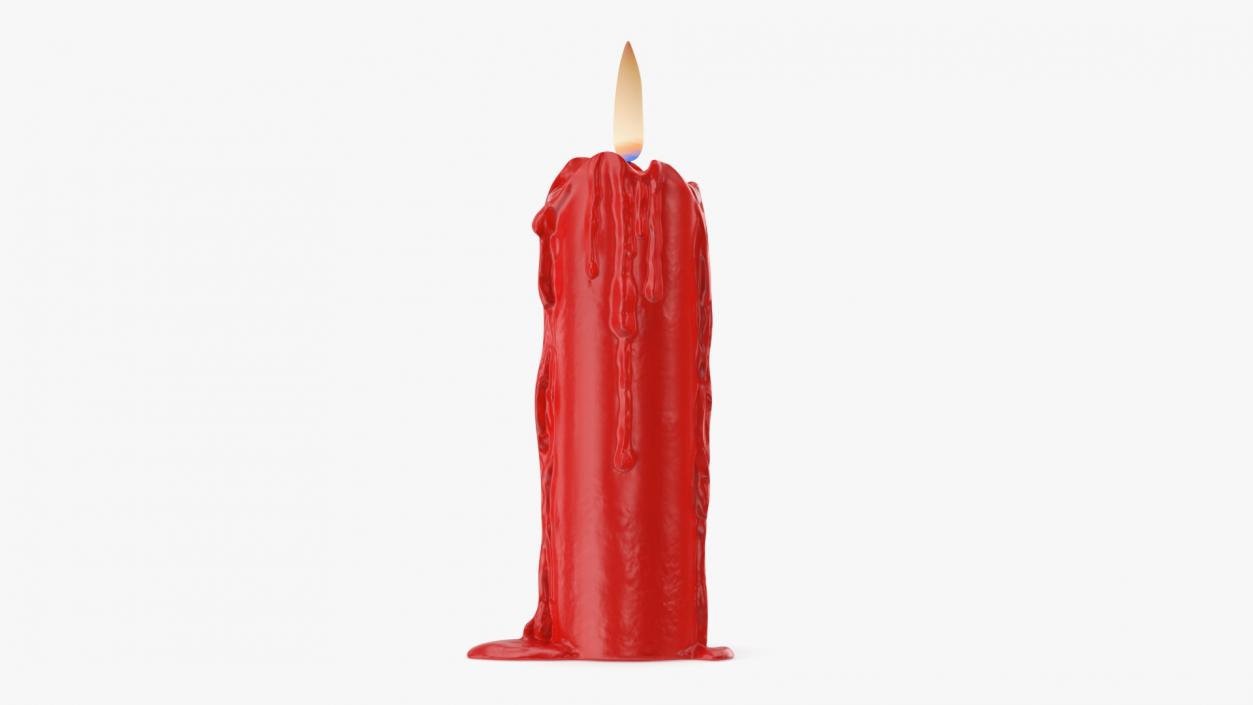 3D model Half Candle Dripping Melted Wax Red