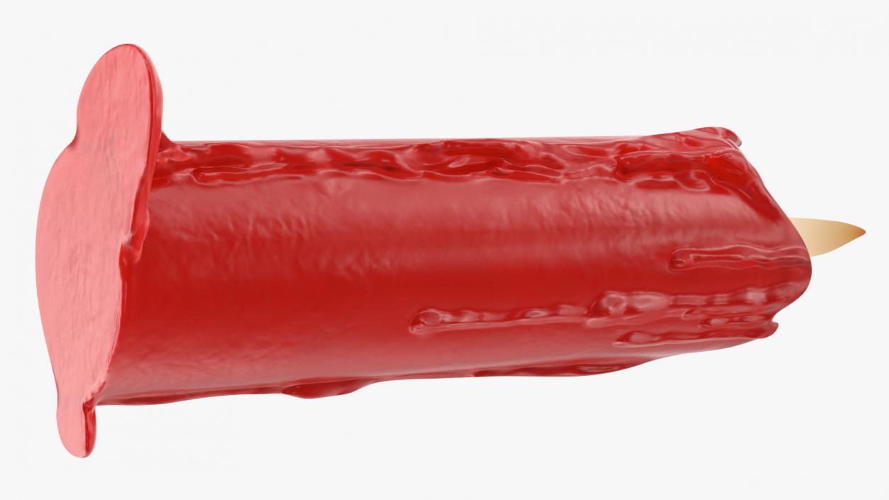 3D model Half Candle Dripping Melted Wax Red