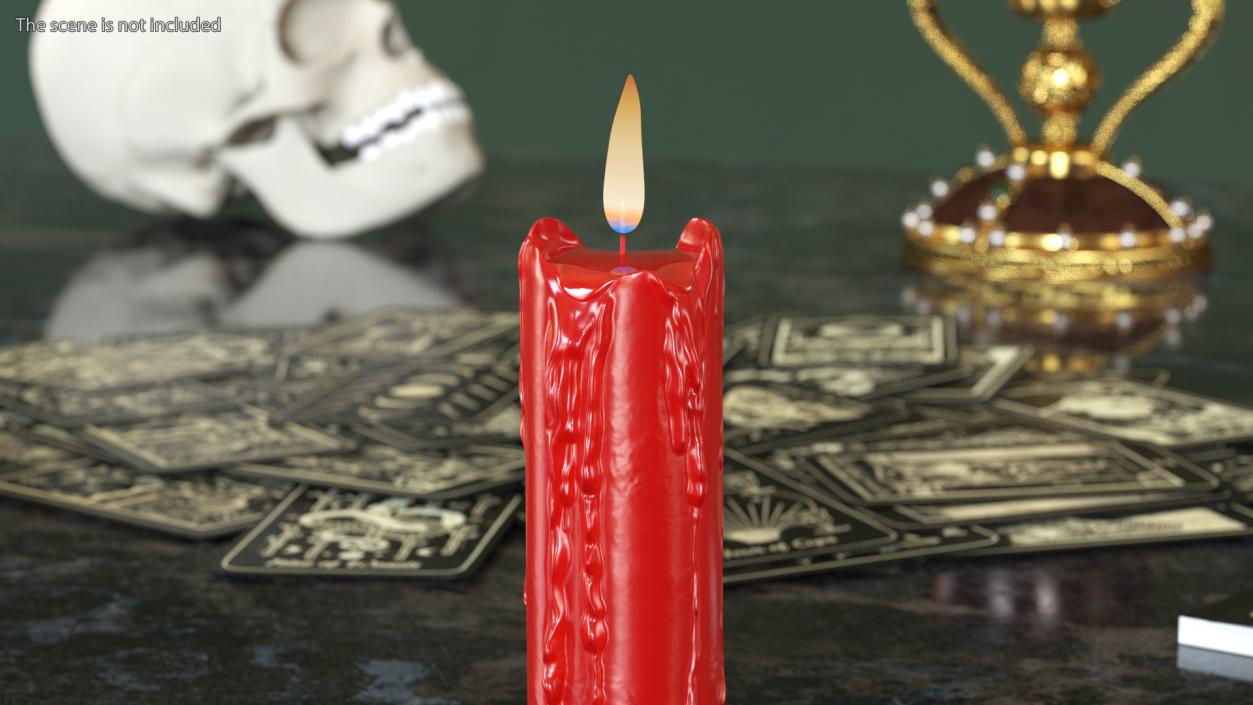 3D model Half Candle Dripping Melted Wax Red